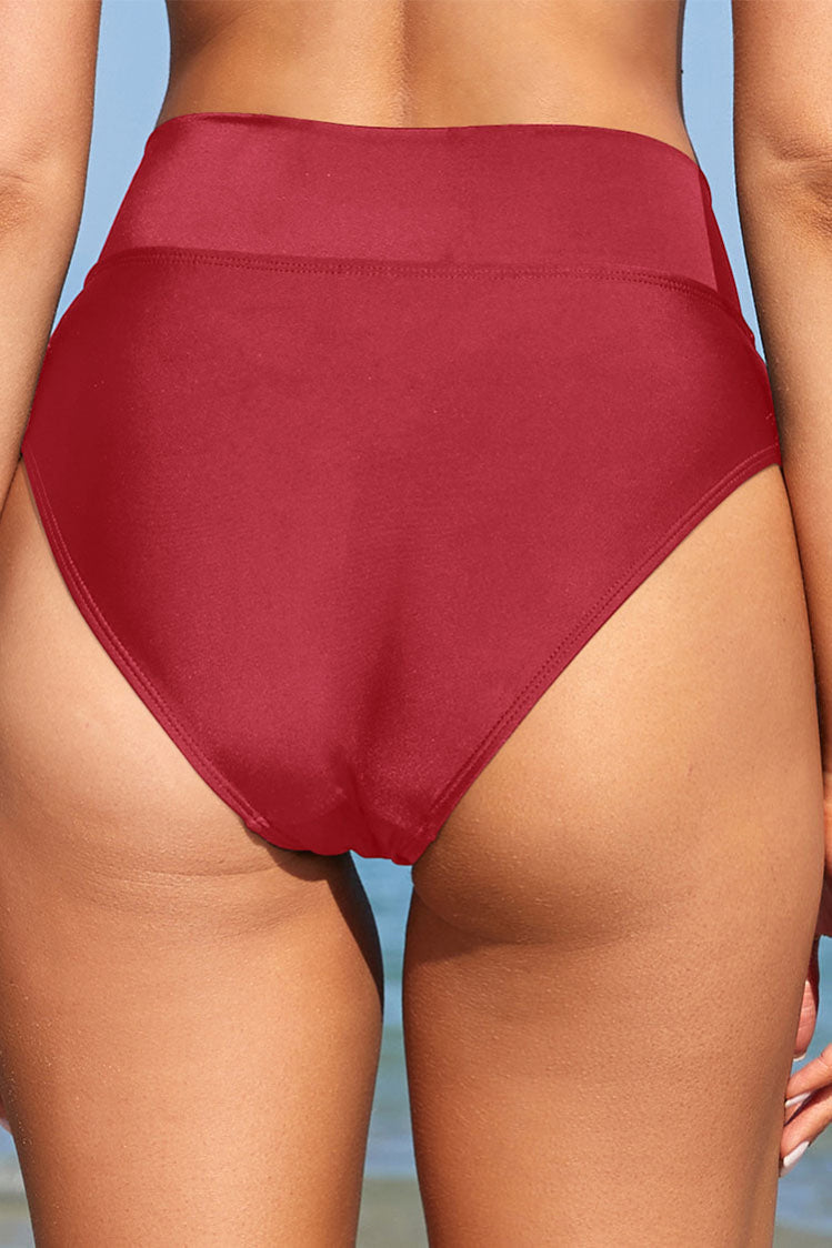 Women's Bikini Bottom Ruched Foldover Swimsuit High Waisted