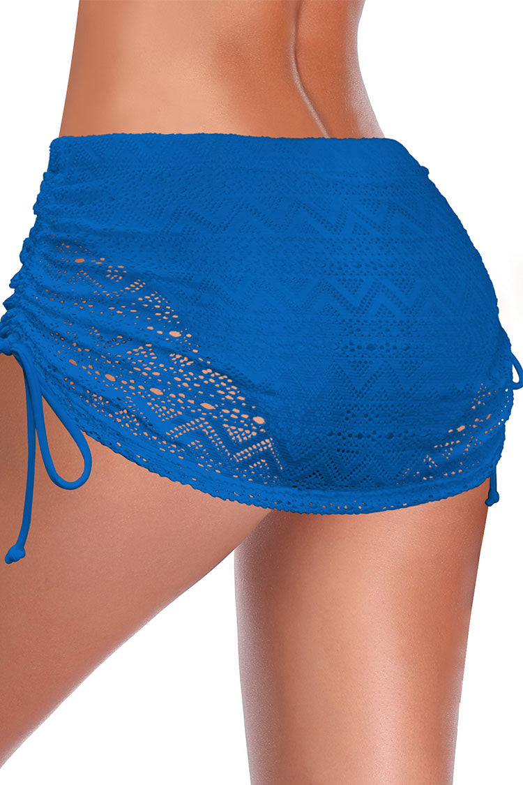 Double Drawstring Lace Crochet Swim Skirt With Build-in Brief