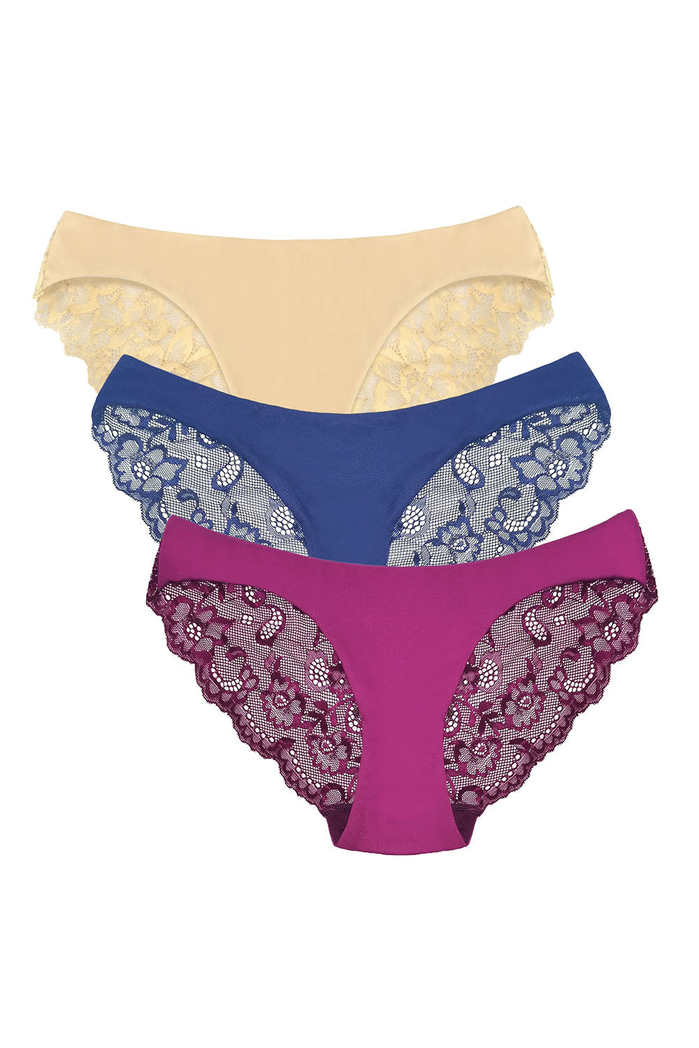 Hipster Briefs Lace Solid Color Panties 3 Pack