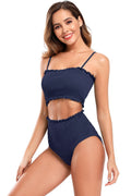 Shirred Bandeau High Waisted Bikini