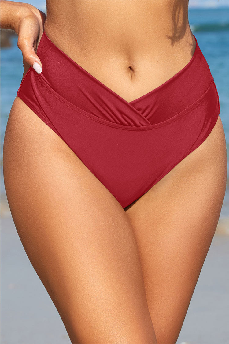 Women's Bikini Bottom Ruched Foldover Swimsuit High Waisted