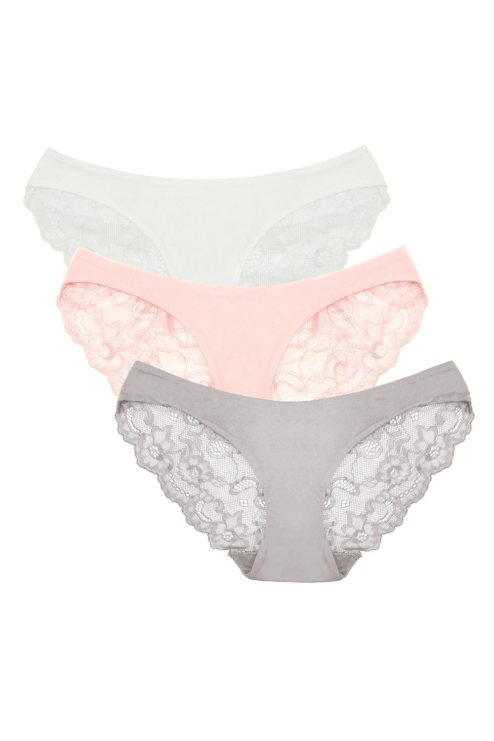 Hipster Briefs Lace Solid Color Panties 3 Pack