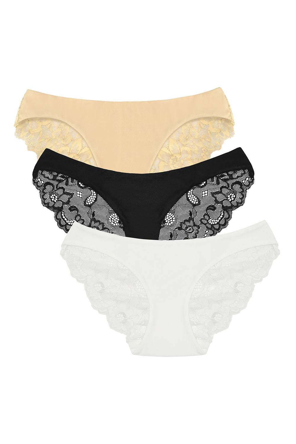 Hipster Briefs Lace Solid Color Panties 3 Pack