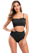 Shirred Bandeau High Waisted Bikini