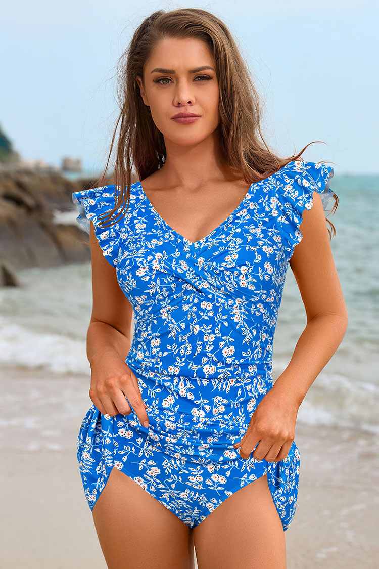 Ruffle V Neck Swimsuit