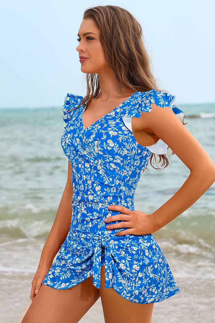 Ruffle V Neck Swimsuit