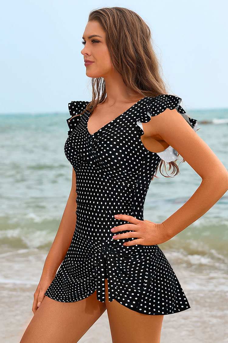 Ruffle V Neck Swimsuit