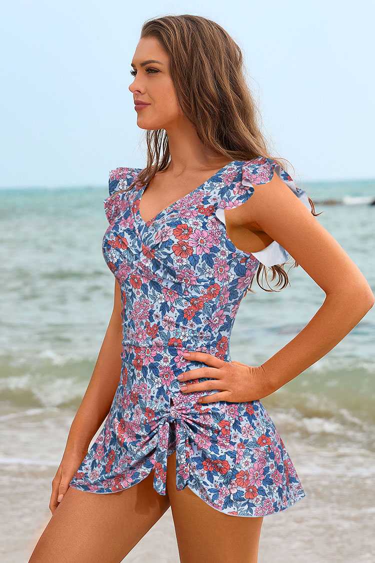 Ruffle V Neck Swimsuit