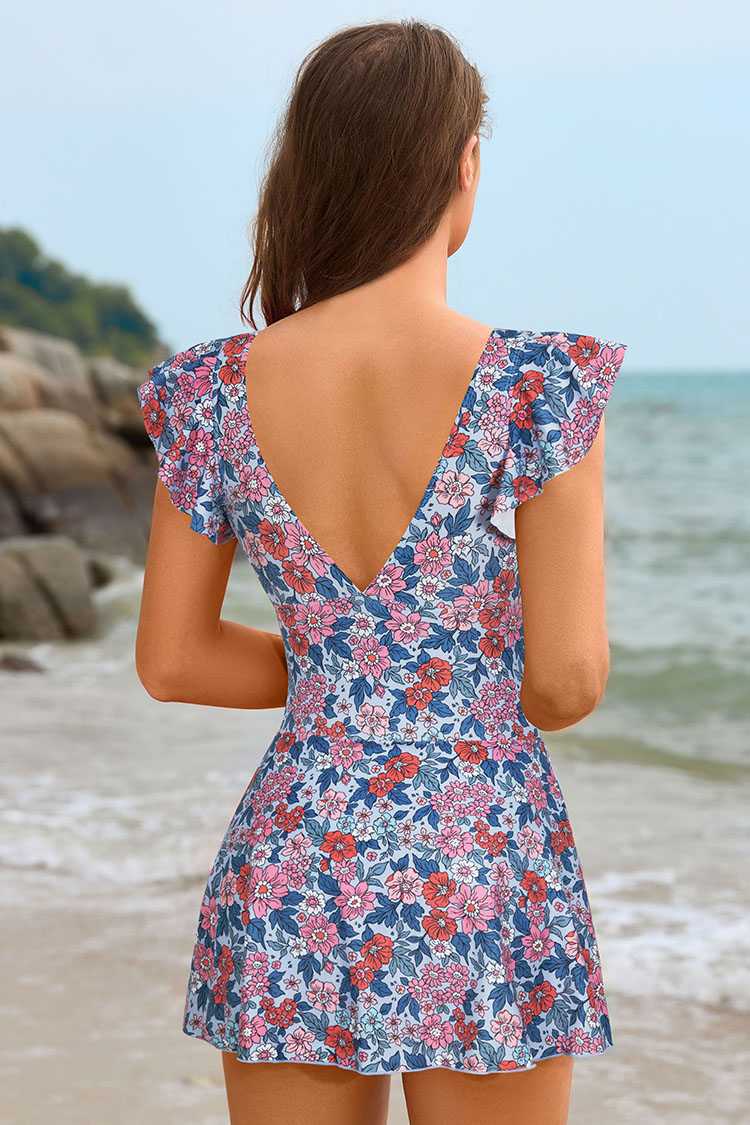 Ruffle V Neck Swimsuit