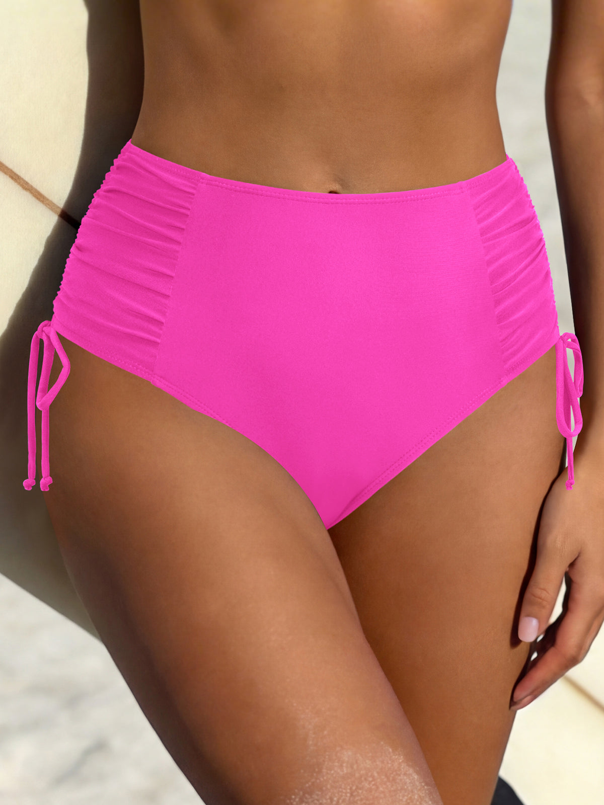 High-waisted drawstring trousers