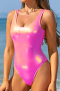 SHEKINI Metallic Shiny Low Back Bikini One Piece Swimsuits