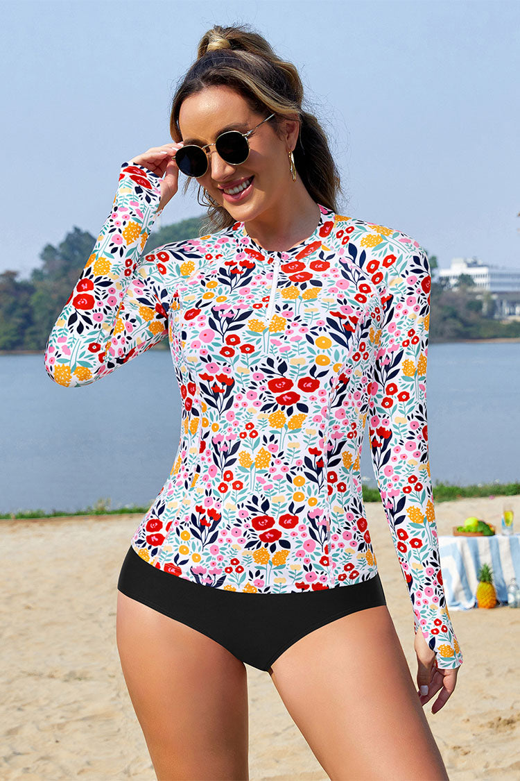 Women's 2 Pieces Long Sleeve Sunscreen Bathing Suit