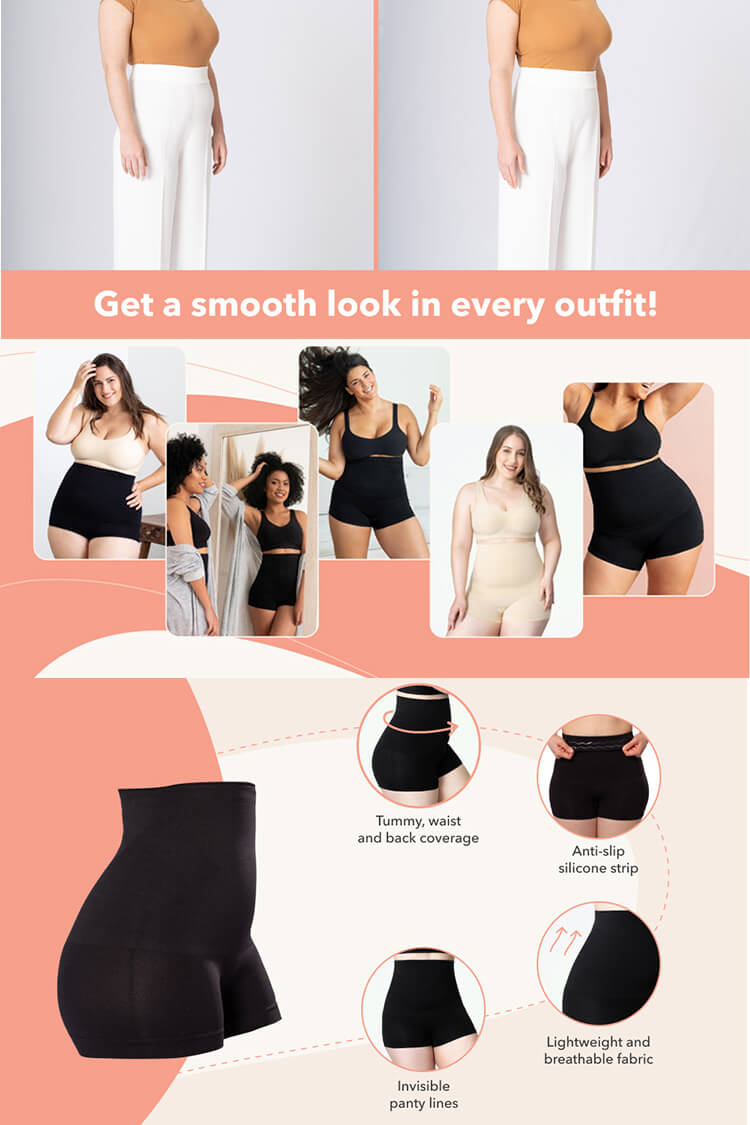 Tummy Control Shapewear Shorts for Women High Waist Seamless Boyshorts 2 Pack