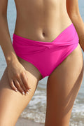 SHEKINI Twist Front Mid-waist Solid Bikini Bottoms