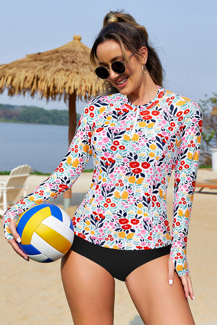 Women's 2 Pieces Long Sleeve Sunscreen Bathing Suit