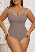 Women's V Neck Thong Bodysuit Seamless Tummy Control One Piece Shapewear