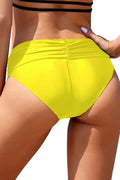 Full Coverage Ruched Mid Waisted Bikini Bottoms