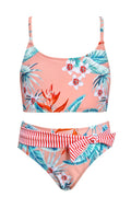 Girl's U Neck Bikini Floral Bow-Knot Swimsuits