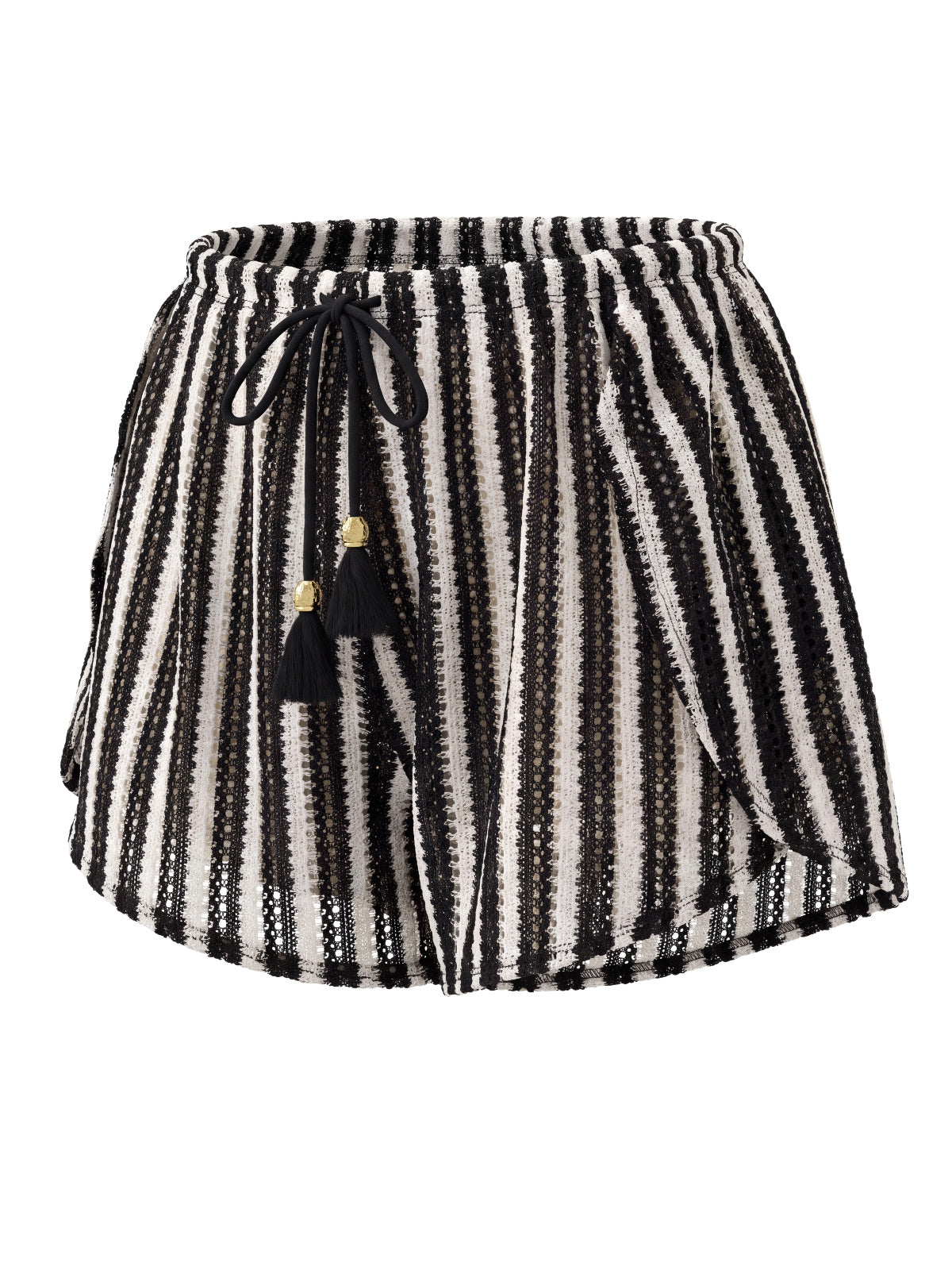 Women's Boho Striped Crochet Shorts with Tassels