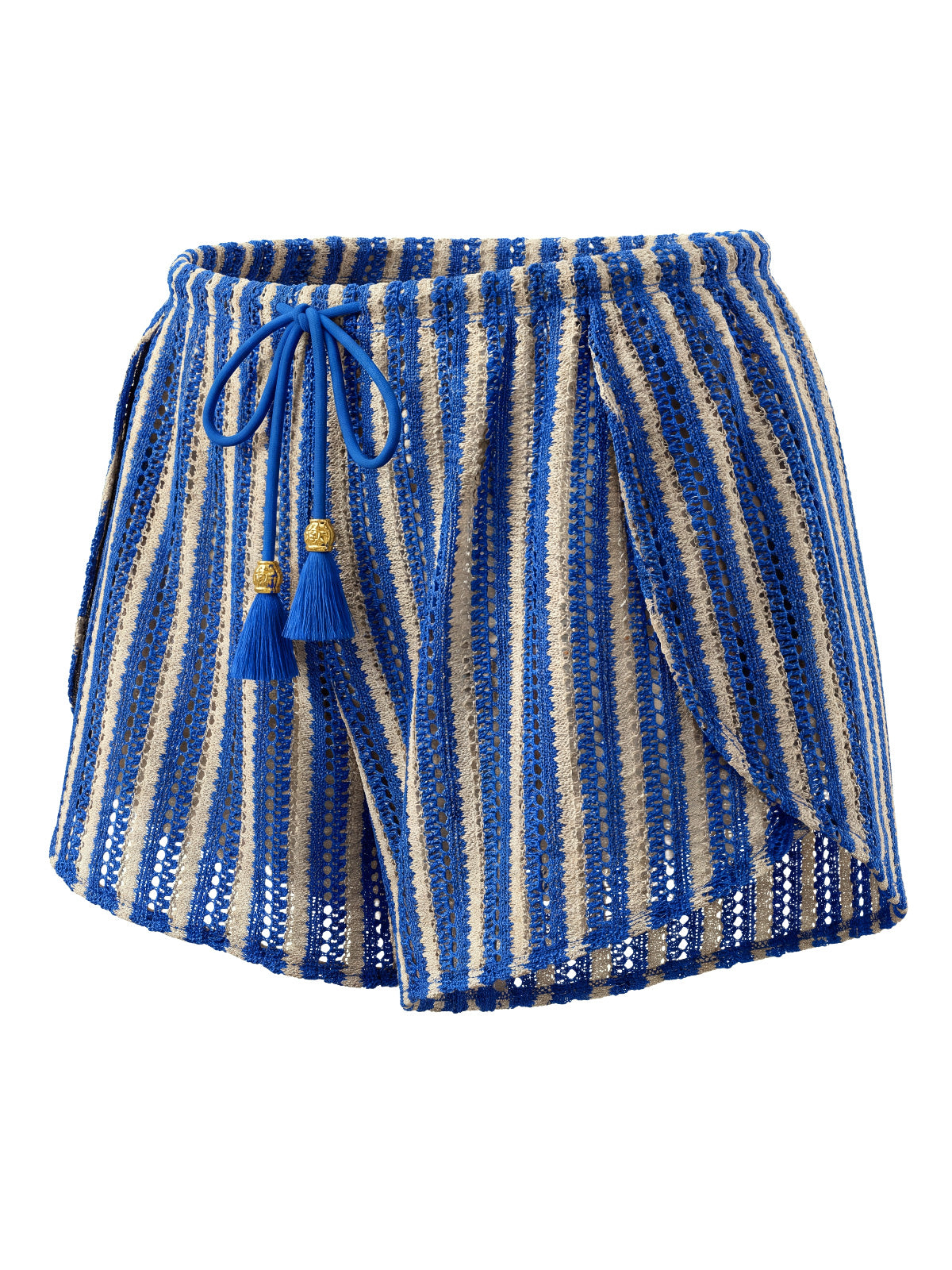 Women's Boho Striped Crochet Shorts with Tassels