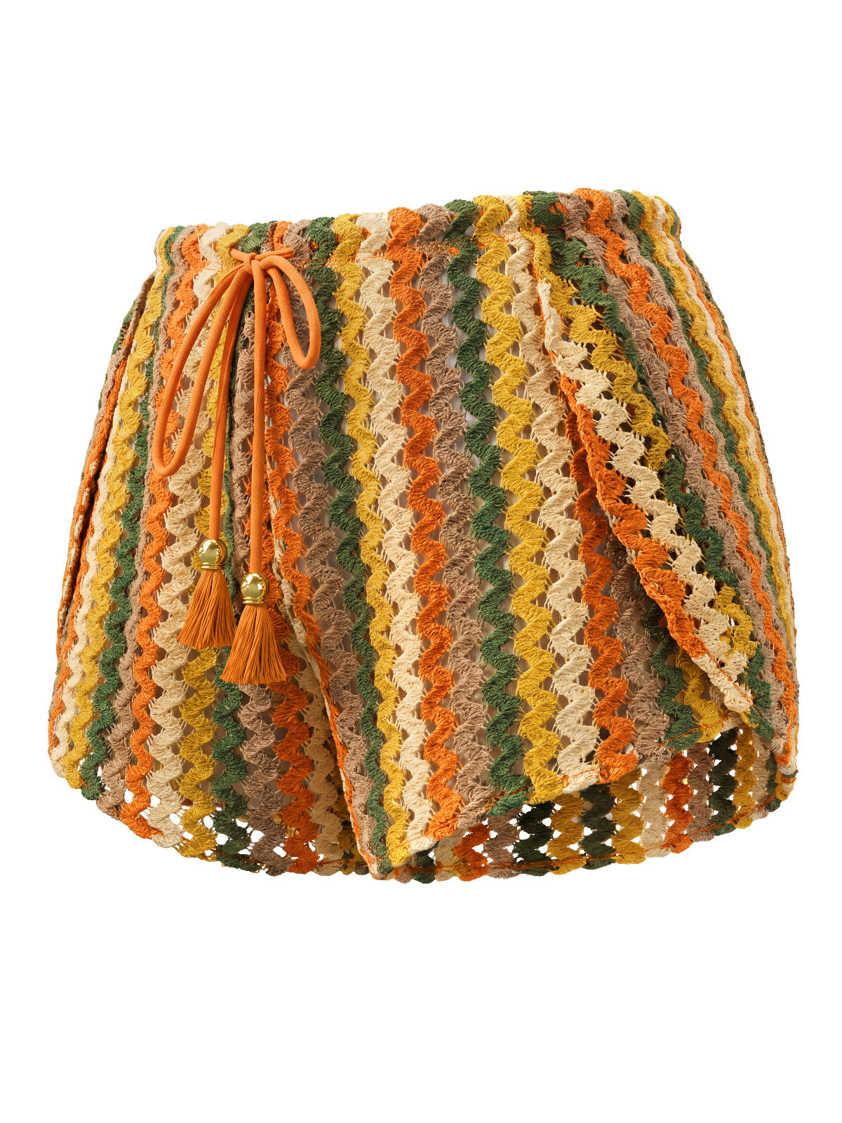 Women's Boho Striped Crochet Shorts with Tassels