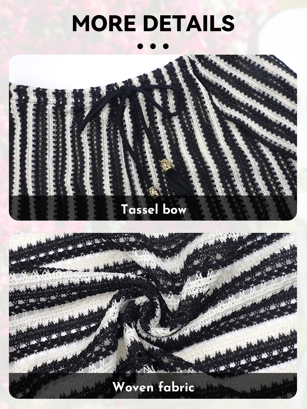 Women's Boho Striped Crochet Shorts with Tassels