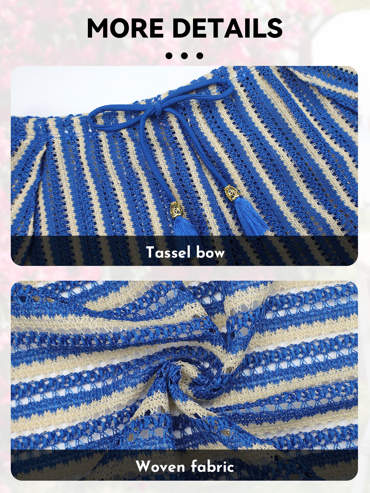 Women's Boho Striped Crochet Shorts with Tassels
