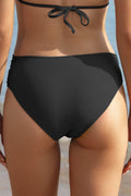 Twist Front Mid-waist Solid Bikini Bottoms