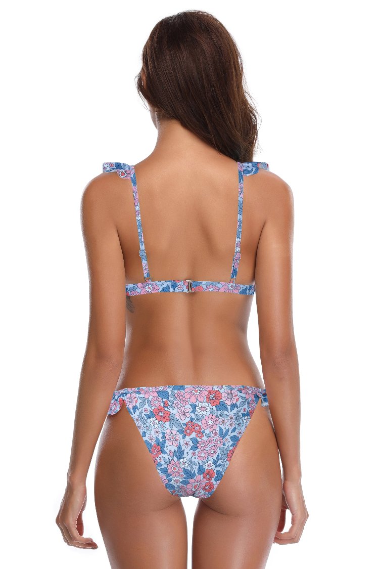 Ruffles Flounce Printing Low Waisted Bikini