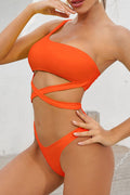 Criss Cross High Cut One Shoulder Bikini