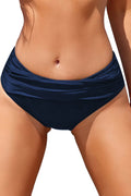 Full Coverage Ruched Mid Waisted Bikini Bottoms