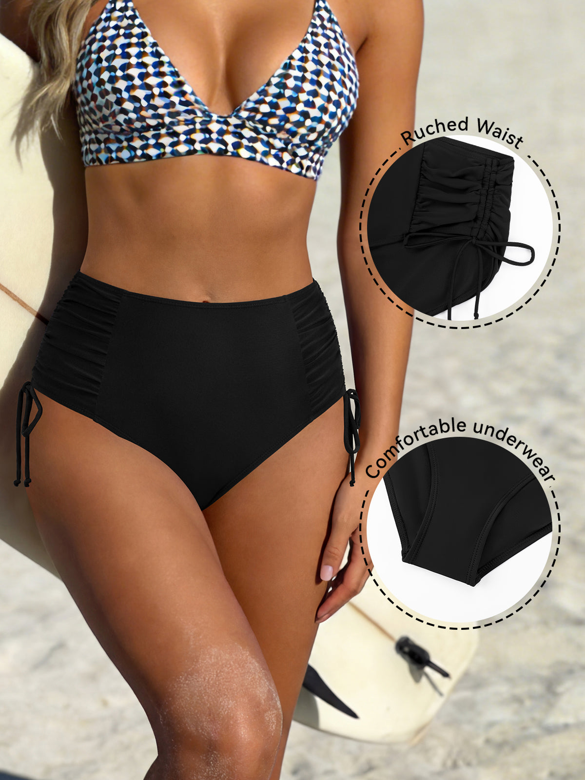 High-waisted drawstring trousers