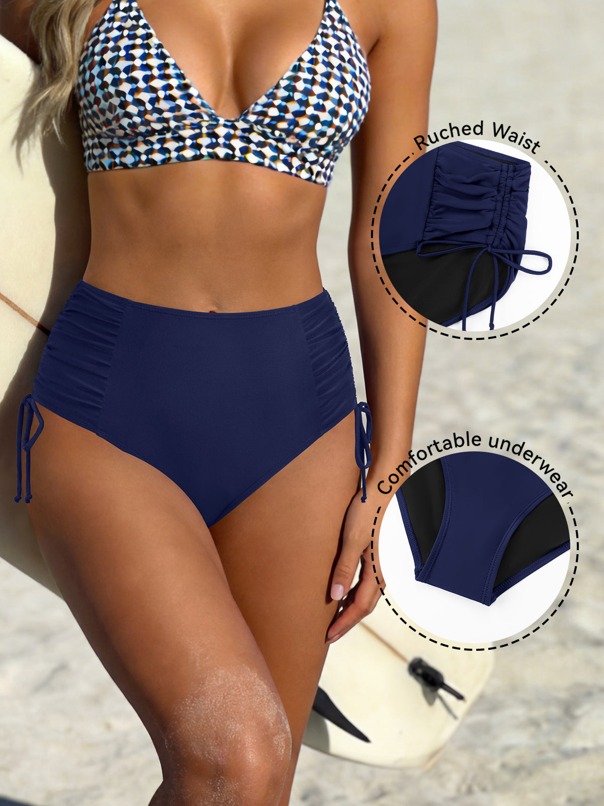 High-waisted drawstring trousers