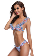 Ruffles Flounce Printing Low Waisted Bikini