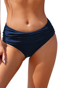 Full Coverage Ruched Mid Waisted Bikini Bottoms