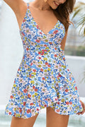 V-Front Skirt Side Tie Ruffled Swim Dresses