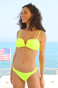 Deep V-Wired Ruffle Trim Lace Up Back Bikini