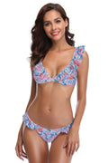 Ruffles Flounce Printing Low Waisted Bikini