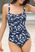 Vintage Shirred Front Sexy One Piece Swimsuit