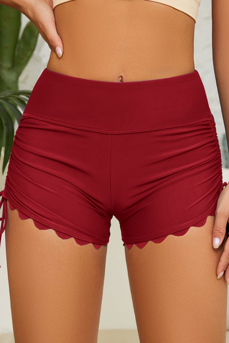 High Waisted Swim Shorts Side Tie Swimsuit Bottoms Board Shorts