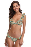 Ruffles Flounce Printing Low Waisted Bikini