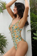 V Neck Lace-up Bathing Suits U Back Sexy One Piece Swimsuits