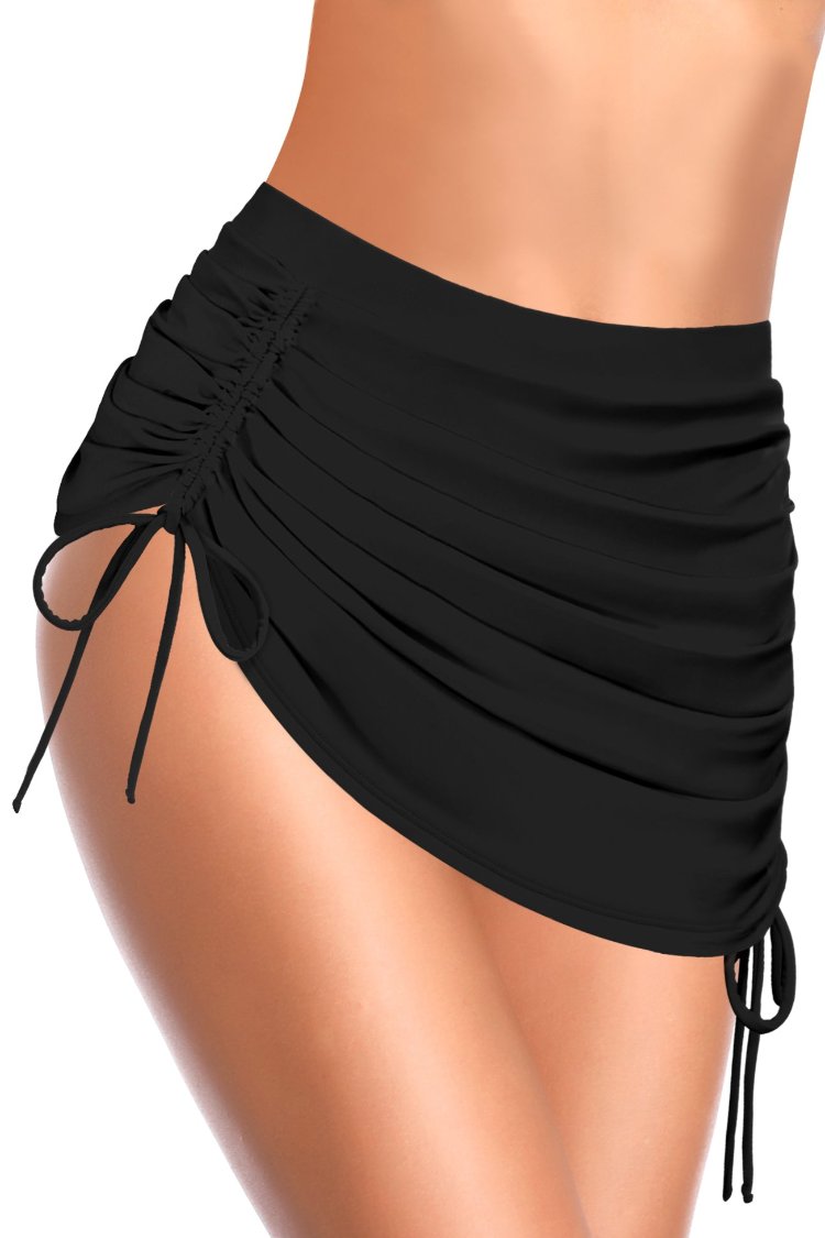 Swimdress Drawstring Ruched Swim Skirt Side Pull Tie Swimsuit Bottom