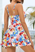 V-Front Skirt Side Tie Ruffled Swim Dresses