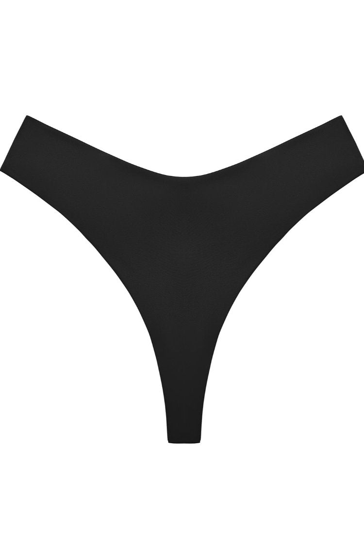 Twist Front Mid-waist Solid Bikini Bottoms