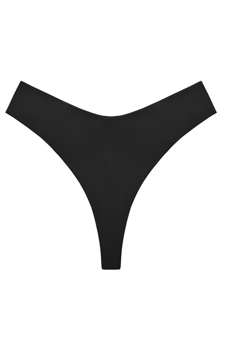 Twist Front Mid-waist Solid Bikini Bottoms