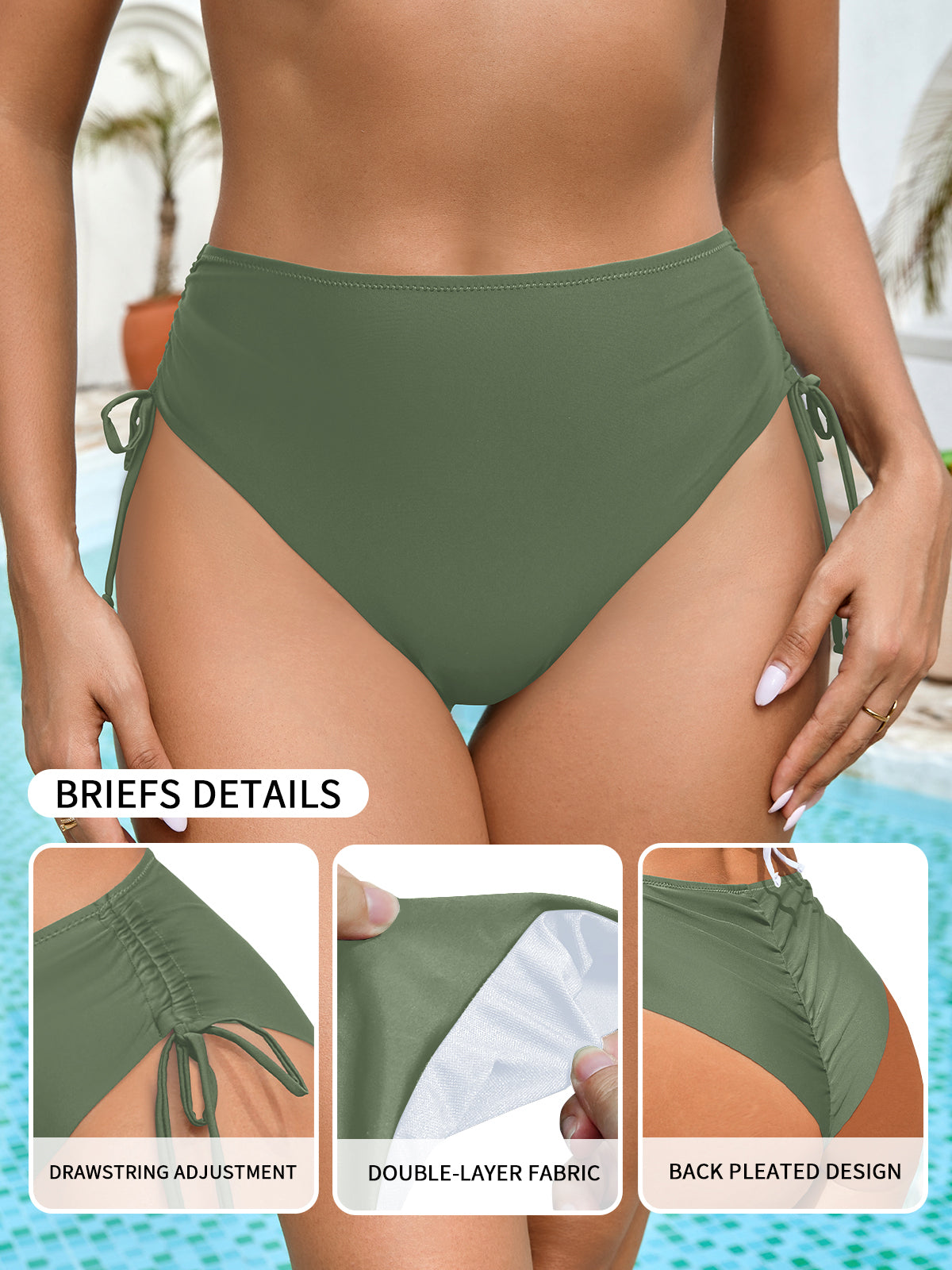 SHEKINI Women's Tie Side Bikini Bottoms