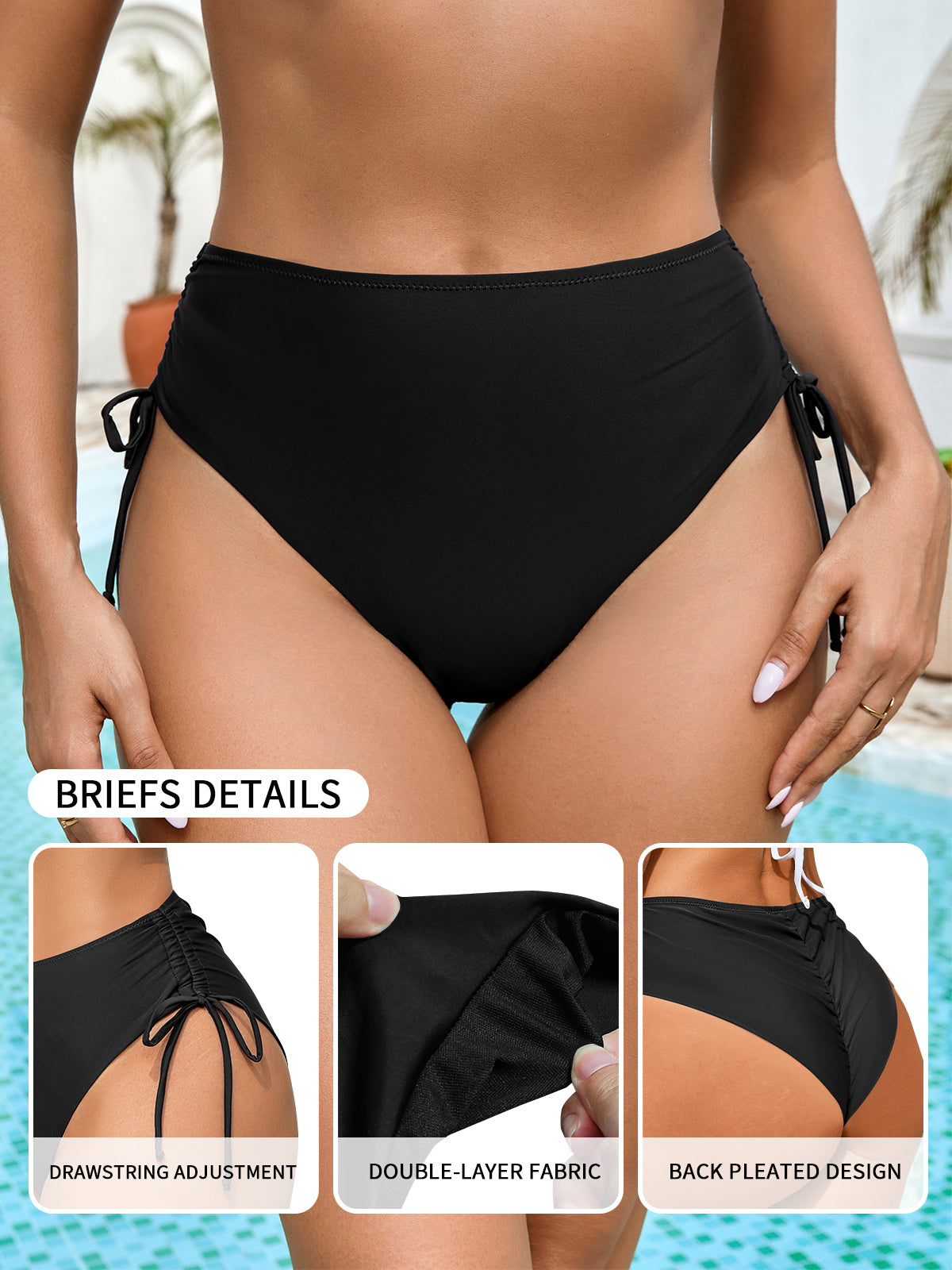 SHEKINI Women's Tie Side Bikini Bottoms