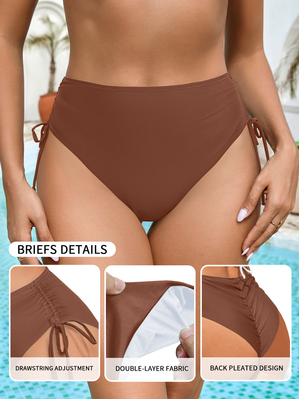 SHEKINI Women's Tie Side Bikini Bottoms