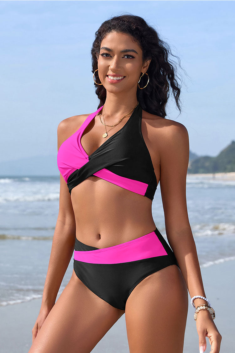 Women's Push Up Halter V Neck Bikini Set